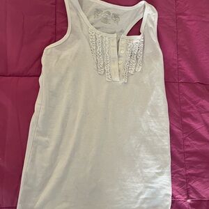 Poof! White Ruffle Detail Tank Top